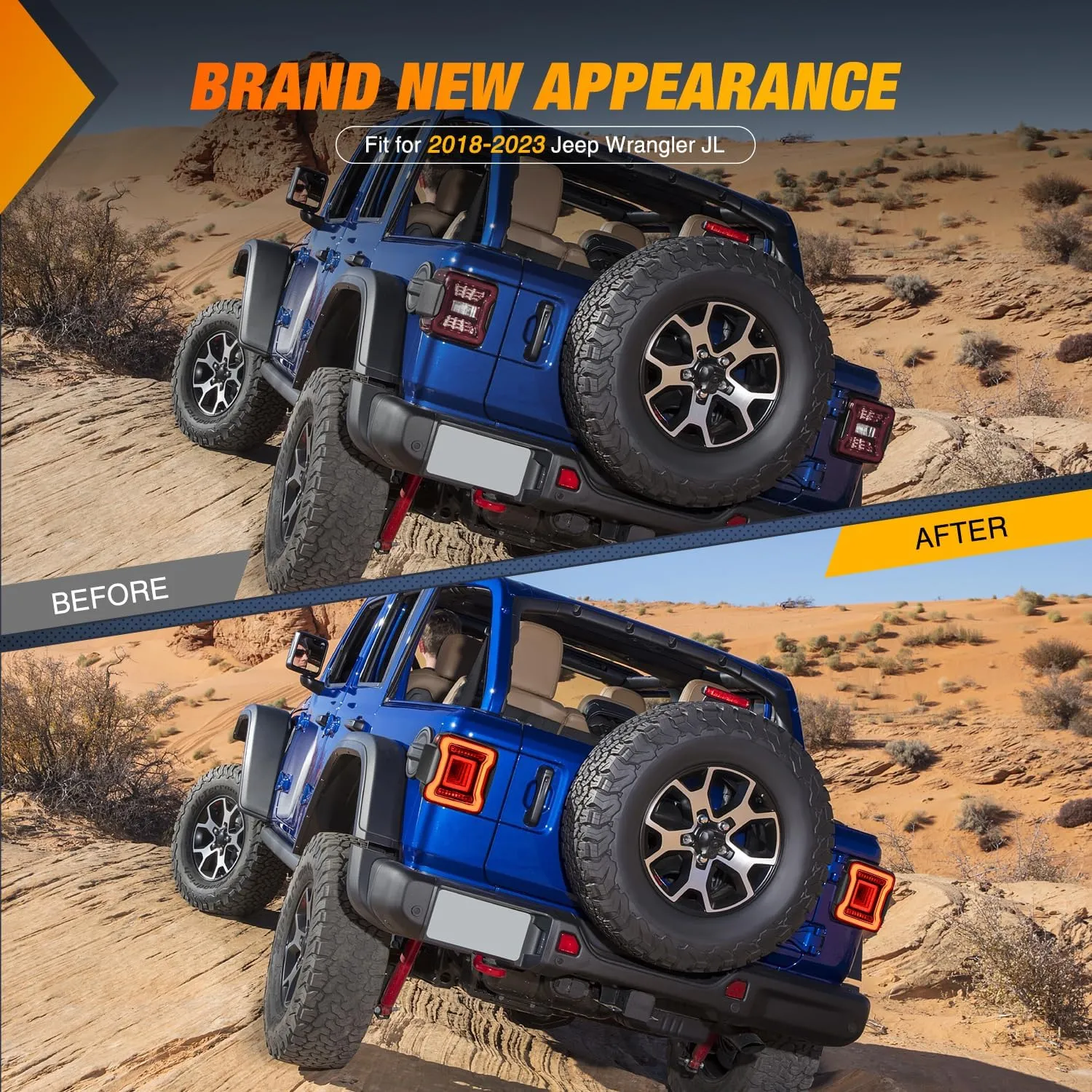 2018-2023 Jeep Wrangler JL Red White Tail Lights