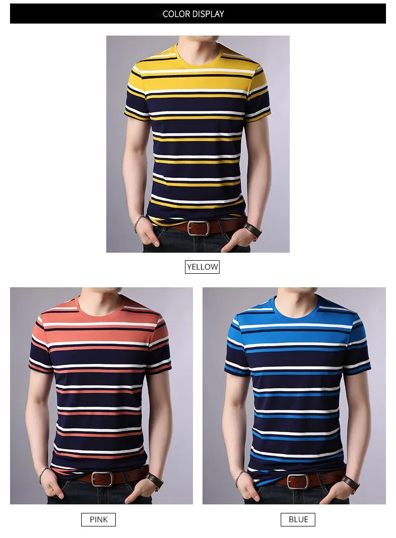 2019 New Fashion Brand T Shirt For Men O Neck Trending Street Wear Tops Summer Striped Boys Short Sleeve T-Shirt Mens Clothing