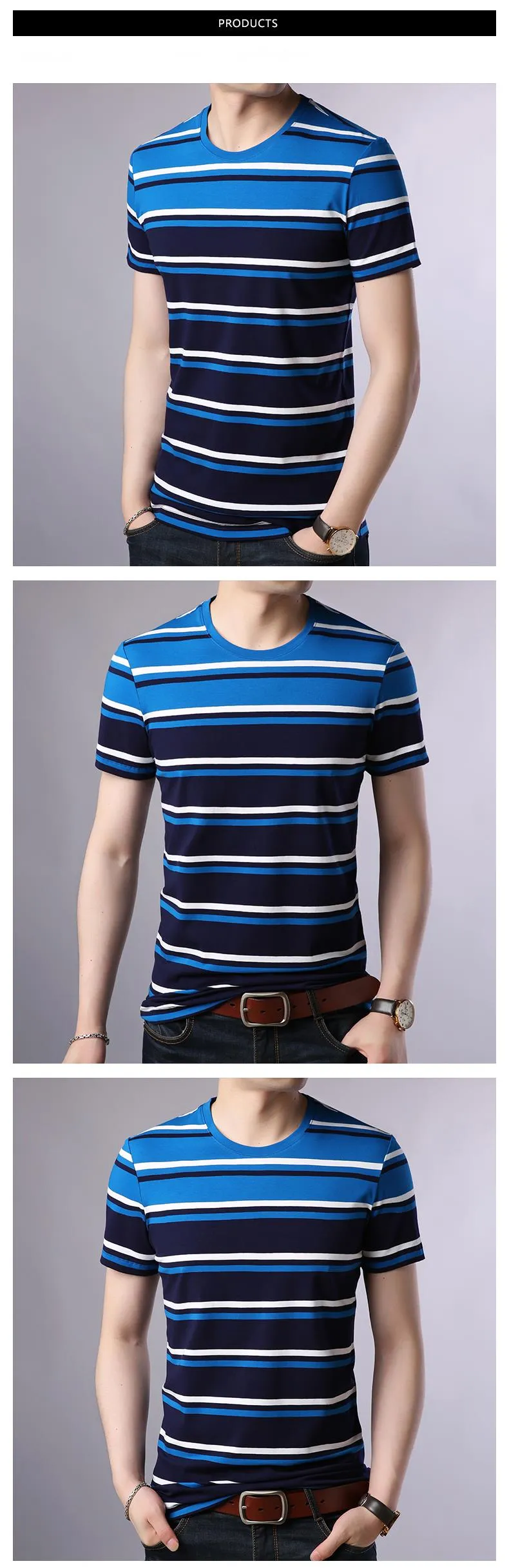 2019 New Fashion Brand T Shirt For Men O Neck Trending Street Wear Tops Summer Striped Boys Short Sleeve T-Shirt Mens Clothing