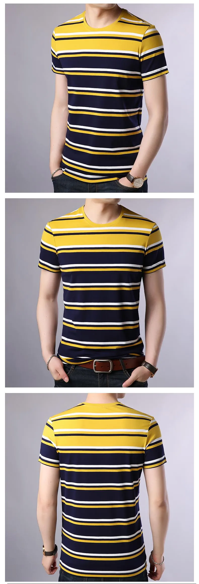 2019 New Fashion Brand T Shirt For Men O Neck Trending Street Wear Tops Summer Striped Boys Short Sleeve T-Shirt Mens Clothing