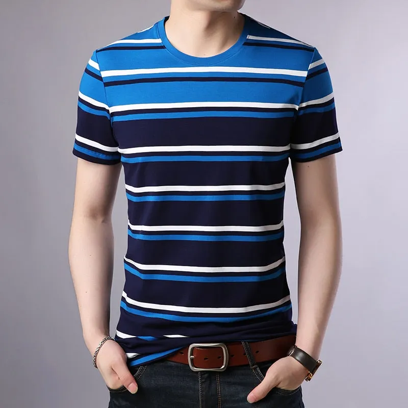 2019 New Fashion Brand T Shirt For Men O Neck Trending Street Wear Tops Summer Striped Boys Short Sleeve T-Shirt Mens Clothing