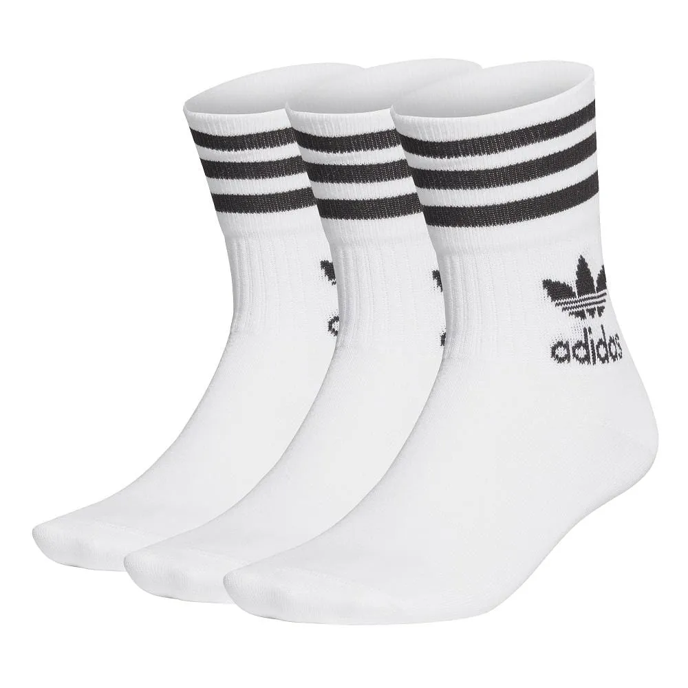 adidas Mid Cut Crew Socks 3 Pack GD3575  - White / Black