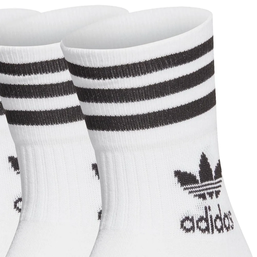 adidas Mid Cut Crew Socks 3 Pack GD3575  - White / Black