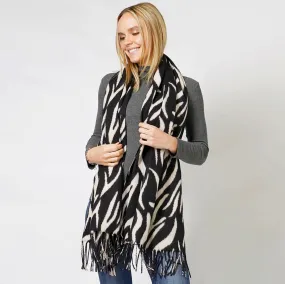 Animal Print Fringe Soft Scarf