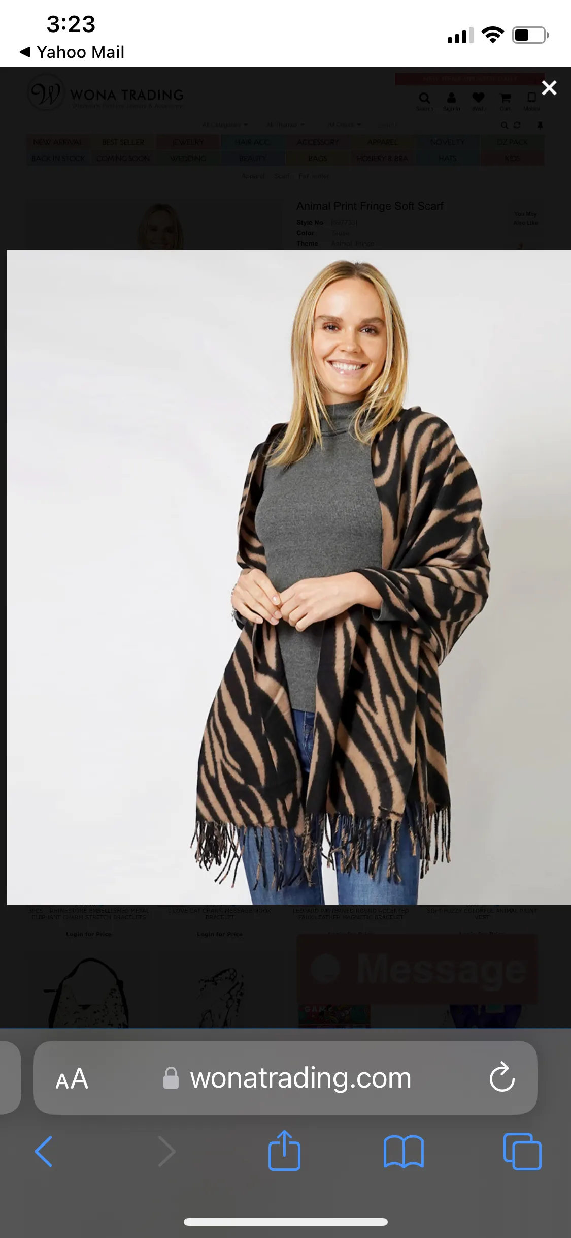 Animal Print Fringe Soft Scarf