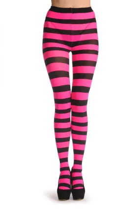 Black & Neon Pink Horizontal Stripes
