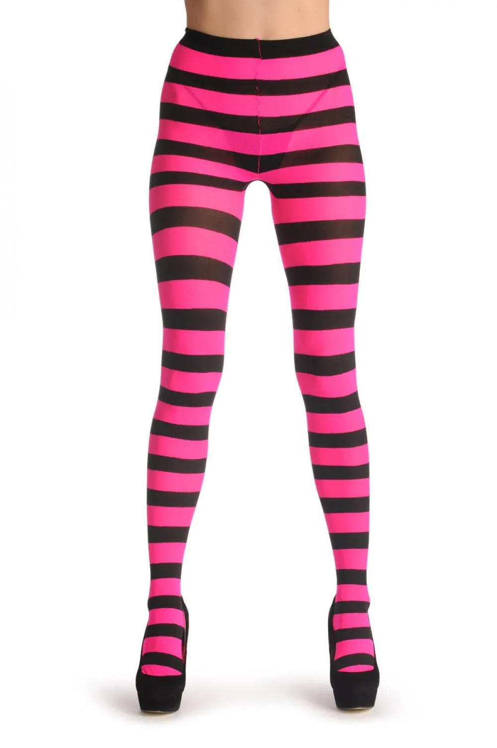 Black & Neon Pink Horizontal Stripes