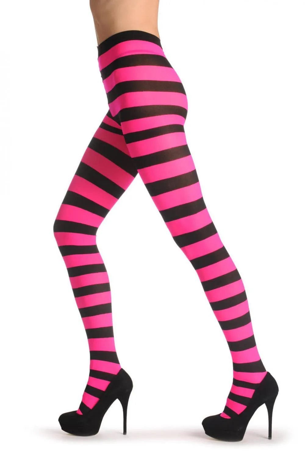 Black & Neon Pink Horizontal Stripes