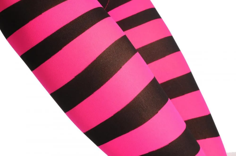 Black & Neon Pink Horizontal Stripes