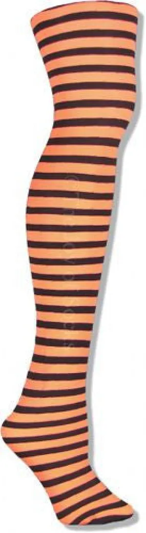 Black and Neon Orange Striped Tights