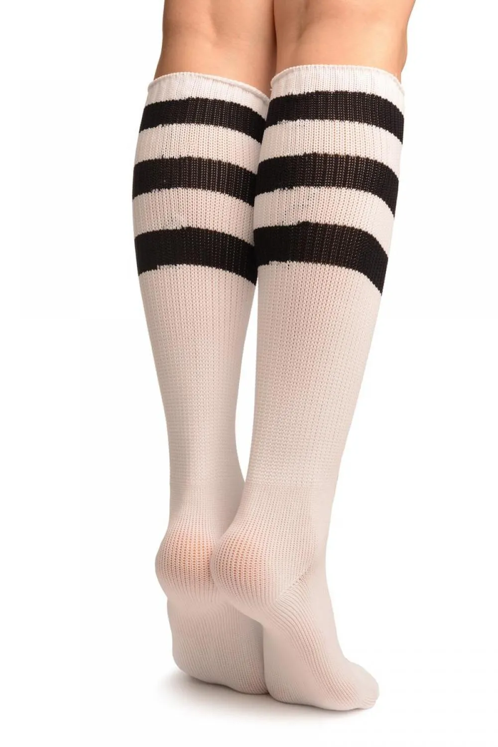 Black Stripes On White (Referee) Socks Knee High