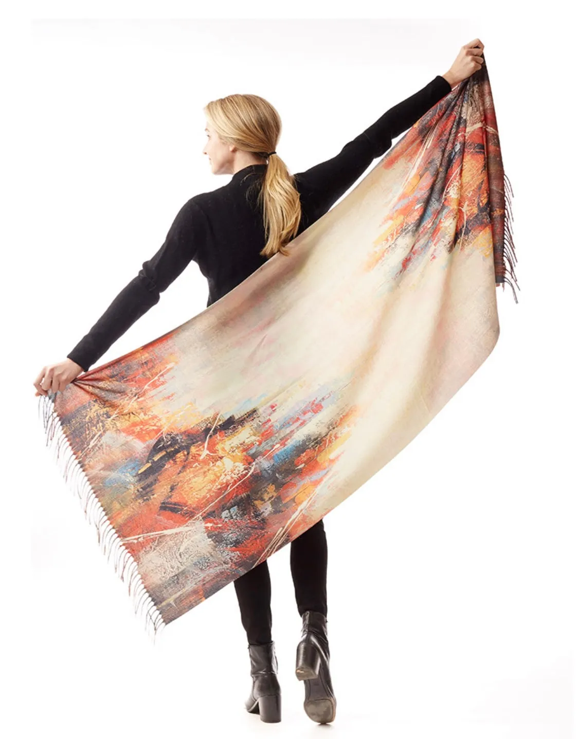 Colorful Abstract Painting Printed Scarf