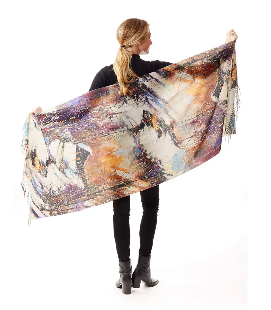 Colorful Abstract Painting Printed Scarf