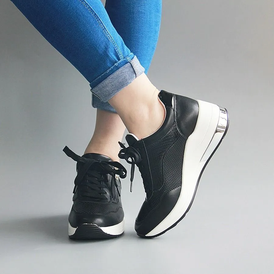 Cuzcare Women Orthopedic Shoes Bling Wedge Sneakers