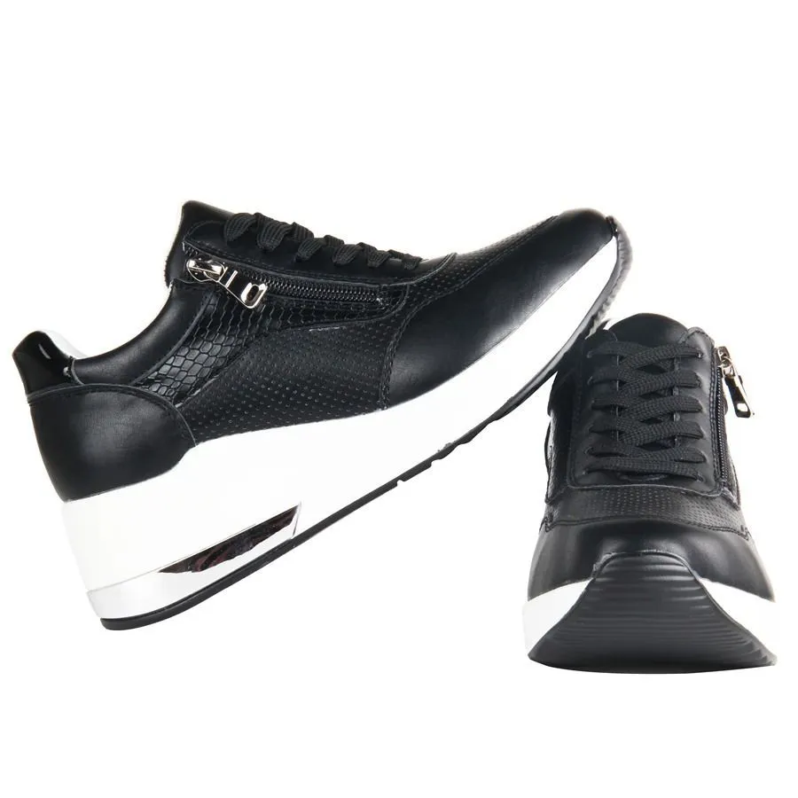Cuzcare Women Orthopedic Shoes Bling Wedge Sneakers