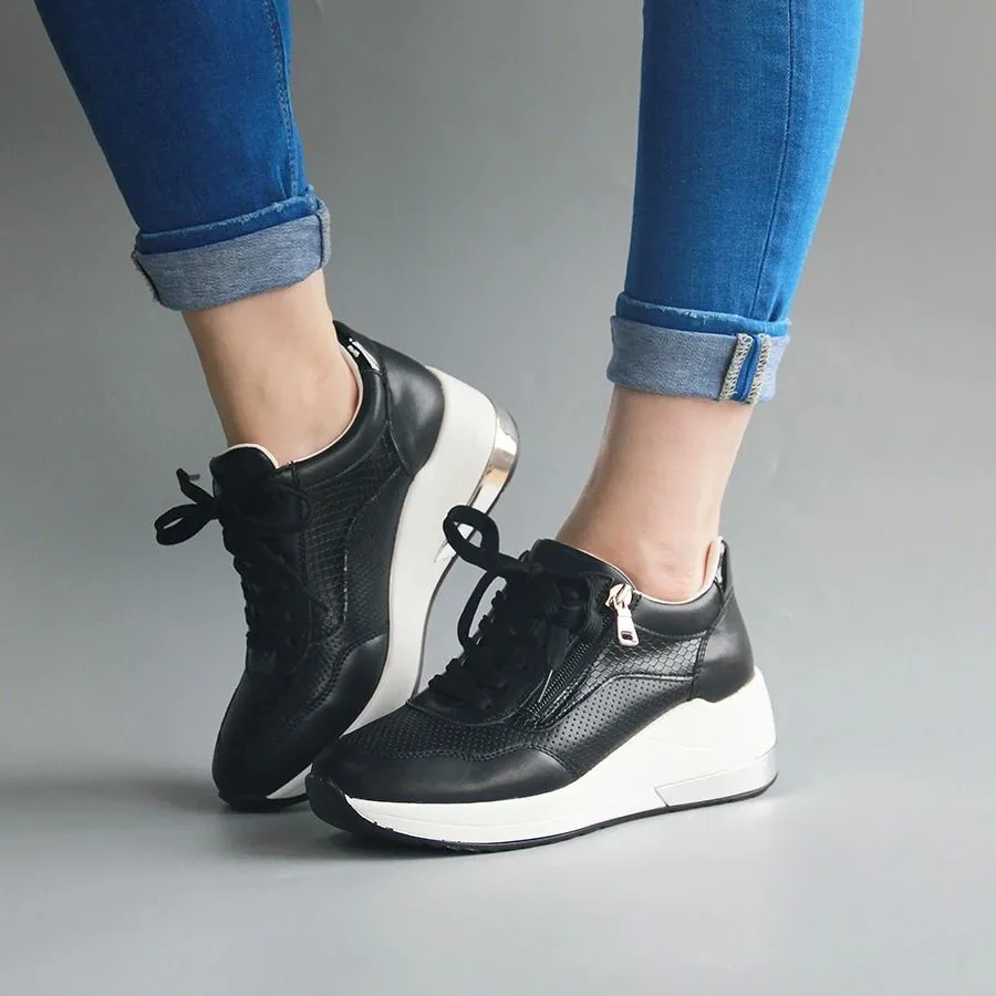 Cuzcare Women Orthopedic Shoes Bling Wedge Sneakers