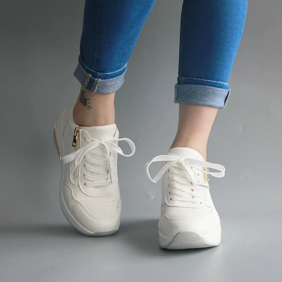 Cuzcare Women Orthopedic Shoes Bling Wedge Sneakers