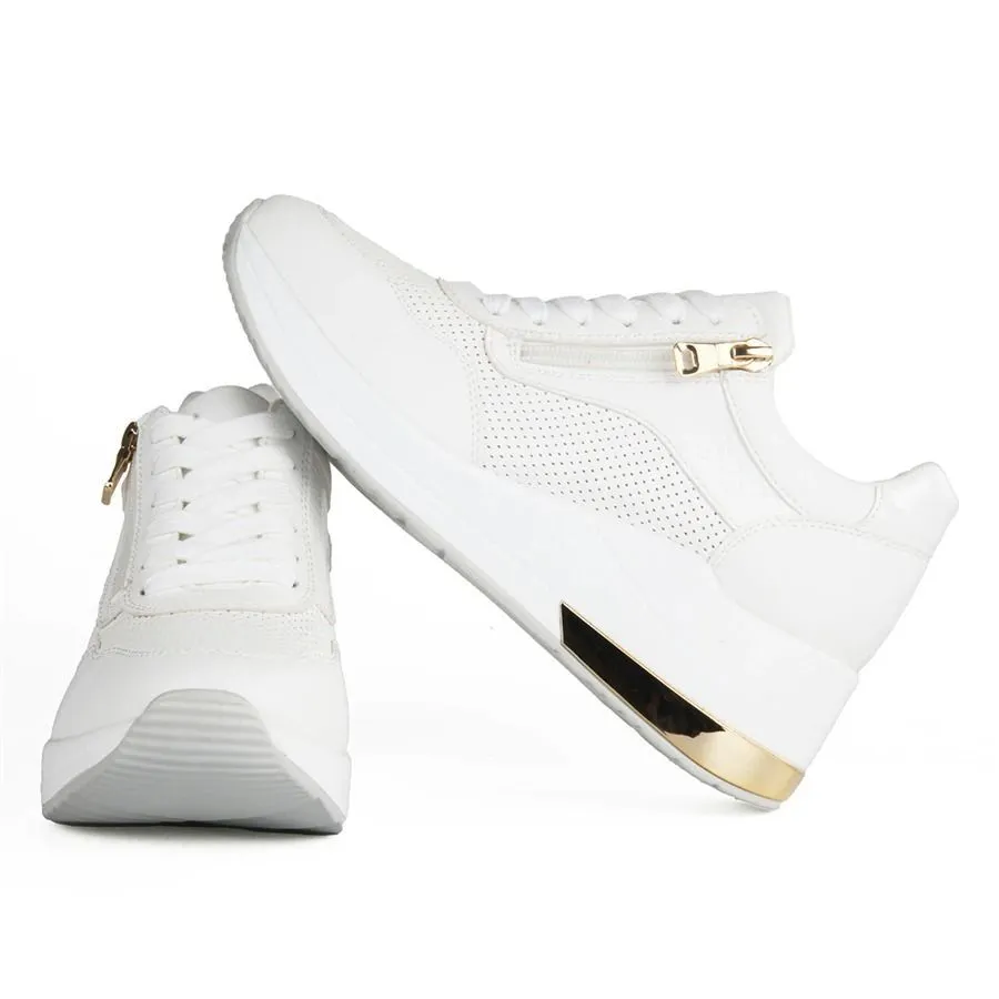 Cuzcare Women Orthopedic Shoes Bling Wedge Sneakers