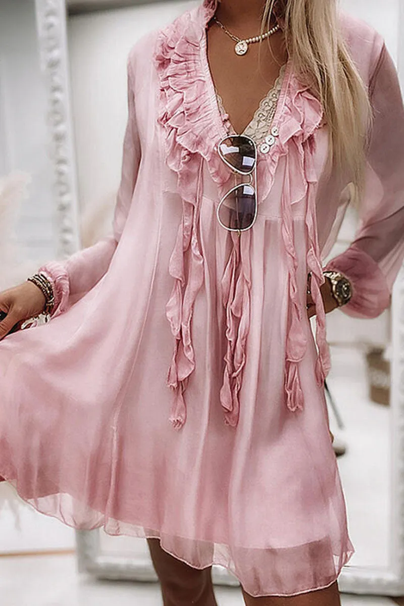 Fashion Elegant Solid Patchwork V Neck Princess Dresses Elegant For Special Occasions