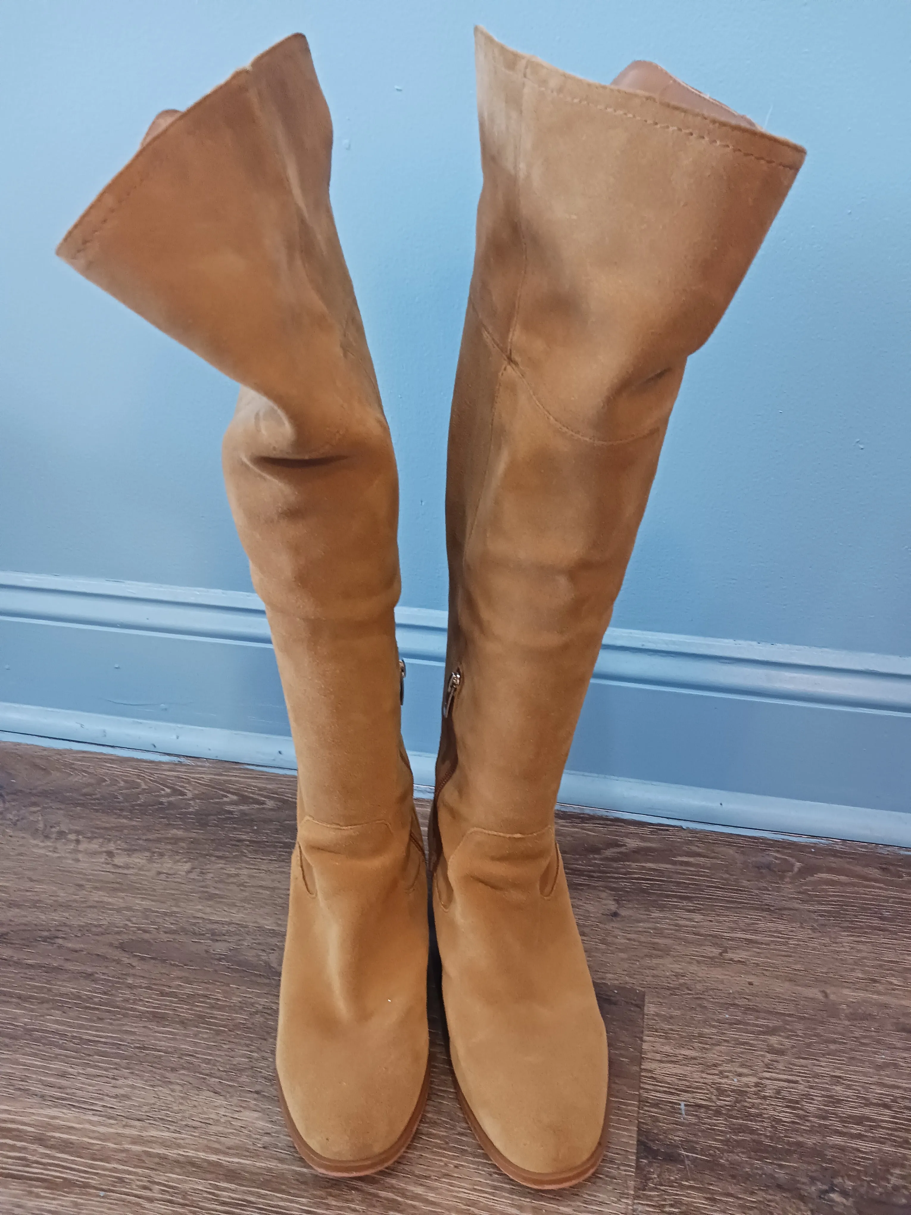 Marc Fisher Tan Suede Knee Boots, Size US 7.5 W