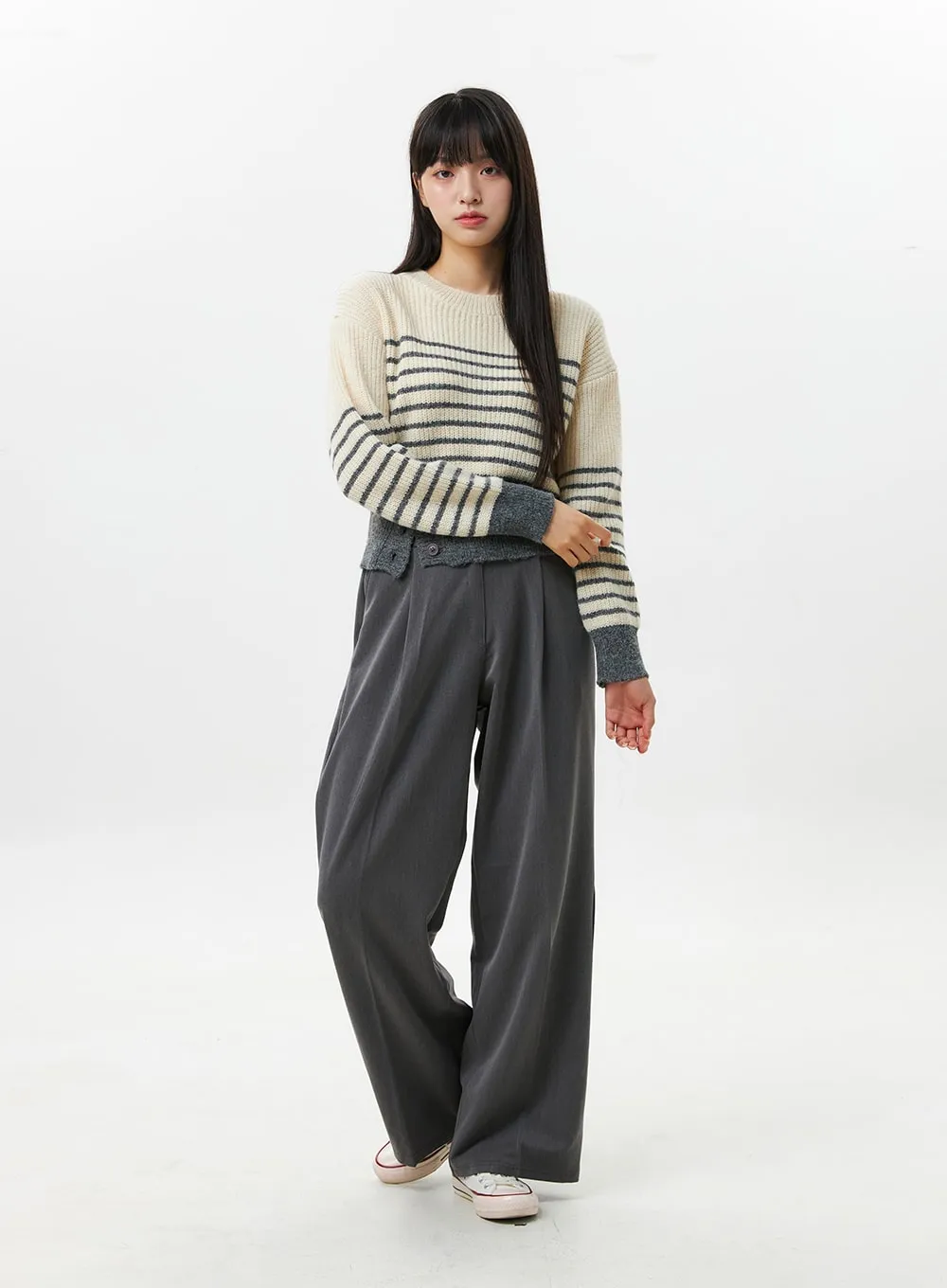Pintuck Wide Fit Trousers OS305