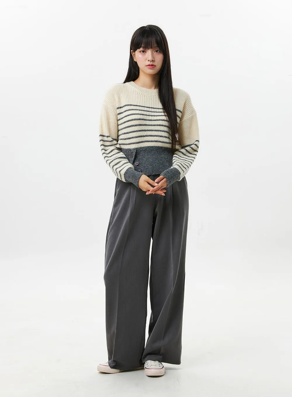 Pintuck Wide Fit Trousers OS305