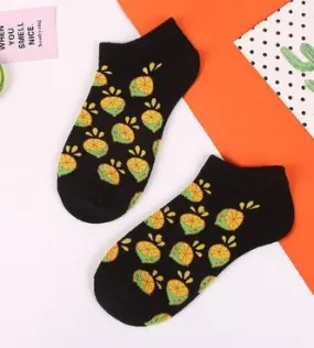 SF147 Black Lime Low Cut Socks