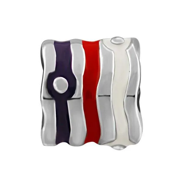 Silver White, Red, & Purple Striped Bead