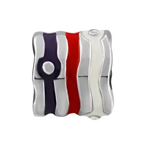 Silver White, Red, & Purple Striped Bead