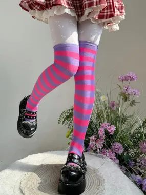 Striped Pattern Lolita Over Knee Stockings