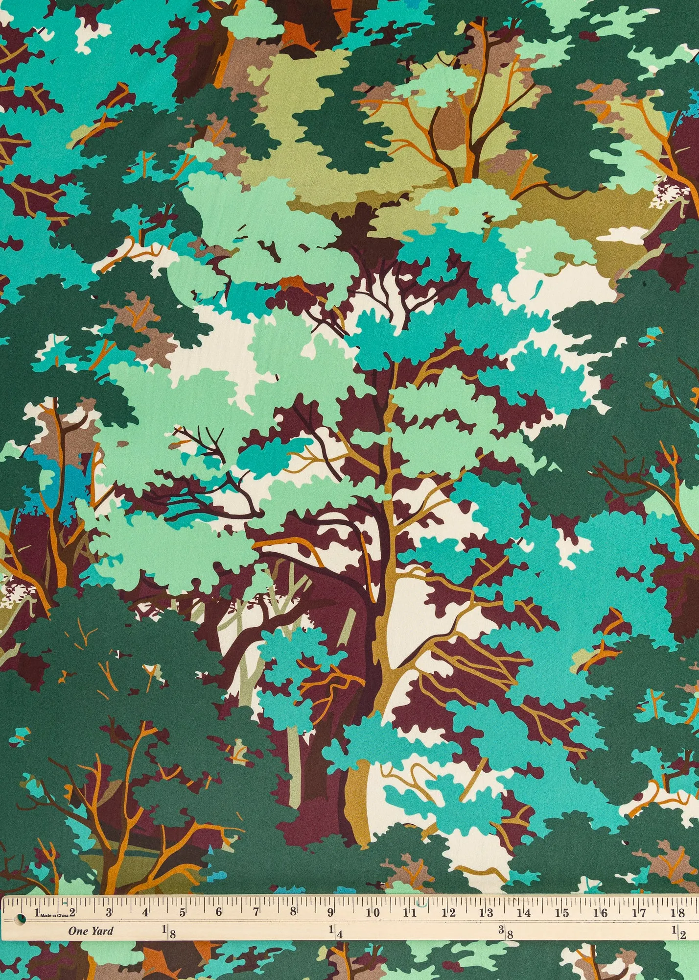 Summer Forest Viscose Print - Cool Tones - Swatch
